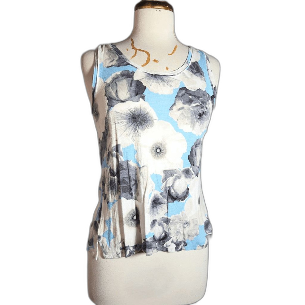 Simply Vera Blouse Petite M Y2k Old Money Coastal Grandmother Floral Top